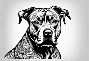 rock and roll punk rock pitbull tattoo idea