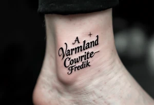 A combination of the words Värmland Cowrite Fredrik tattoo idea