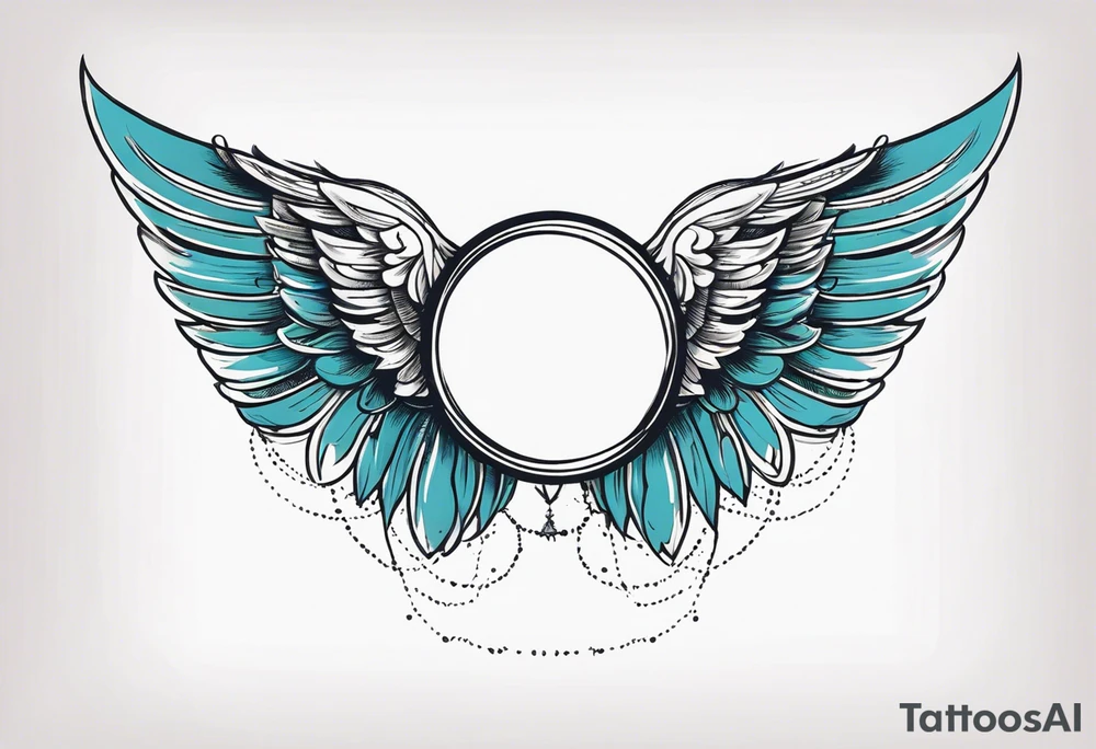 a pair of wings with a halo above them tattoo idea