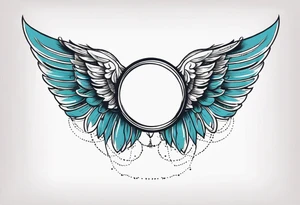 a pair of wings with a halo above them tattoo idea