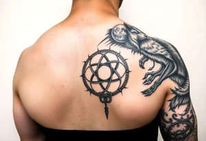 Right arm sleeve for men 
With wolf and moon on the top then Triskelion: Cycles of life then Ouroboros then something else tattoo idea