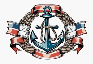old school anchor with rope wrapped around anchor and banner across anchor tattoo idea