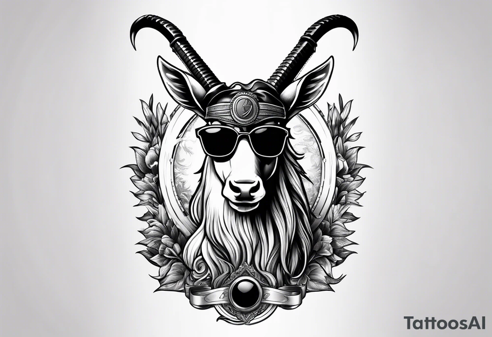 capricorn with sunglasses and shotgun tattoo idea