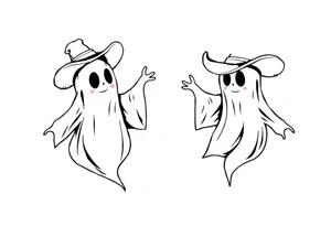 matching silly cowboy ghosts tattoo idea