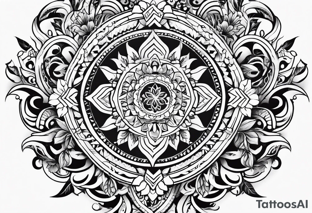 Tribal with only flowers and patterns tattoo idea