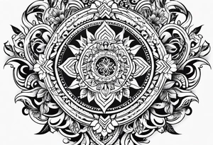 Tribal with only flowers and patterns tattoo idea