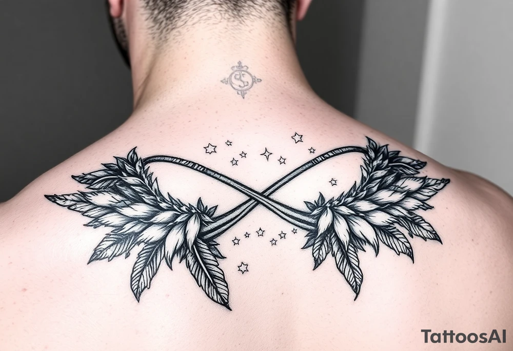 infinity symbol woven with floating feathers and stardust tattoo idea infinity symbol woven with floating feathers and stardust tattoo idea
