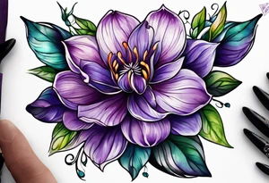 Purple flower tattoo idea