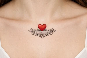 Red heart with cornice tattoo idea