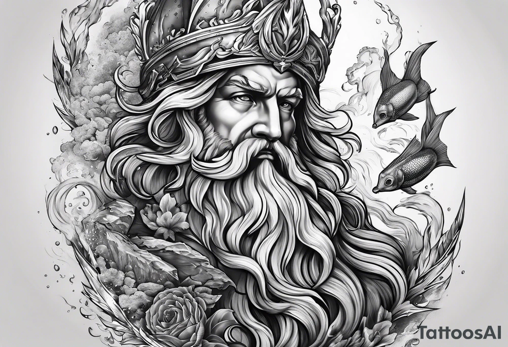 Poseidon mit beetenden Händen tattoo idea