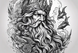 Poseidon mit beetenden Händen tattoo idea