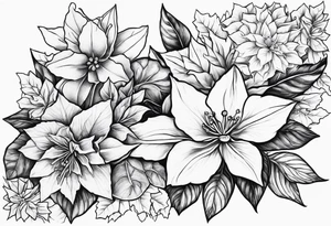 Narcissus, Poinsettia, and Holly tattoo idea