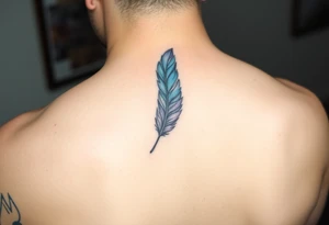 Feather with blues and purple tattoo idea