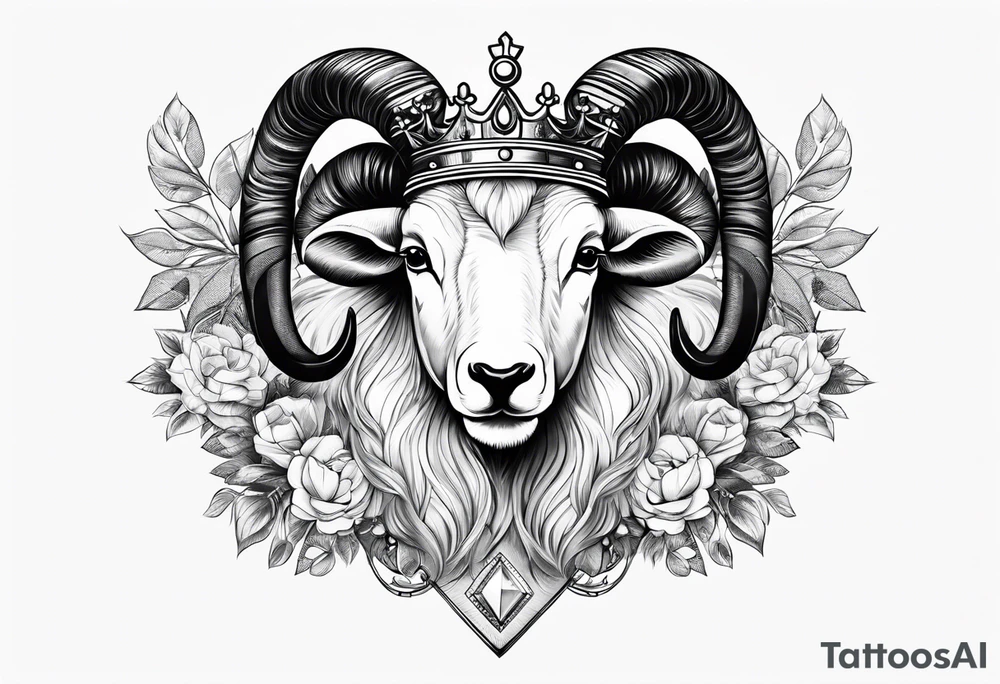 Hand cuffs,crown,Ram,Diamonds,pin-up tattoo idea