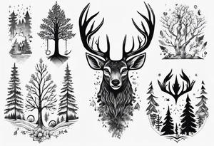 Full sholder, Nordic, forest,  presence, dear tattoo idea