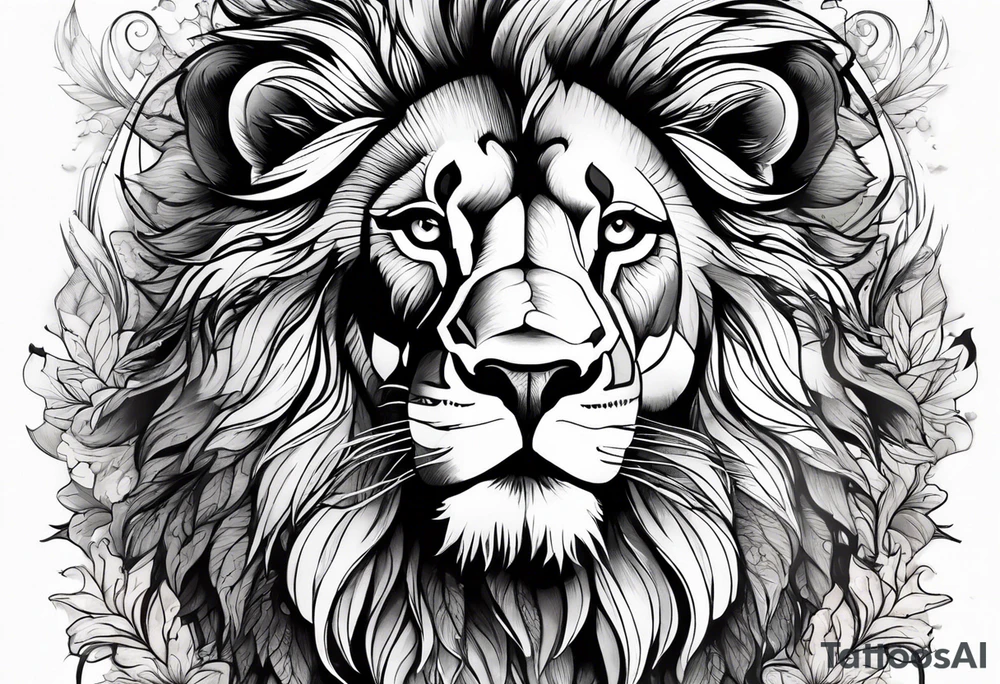 powerful majestic lion, close-up tattoo idea