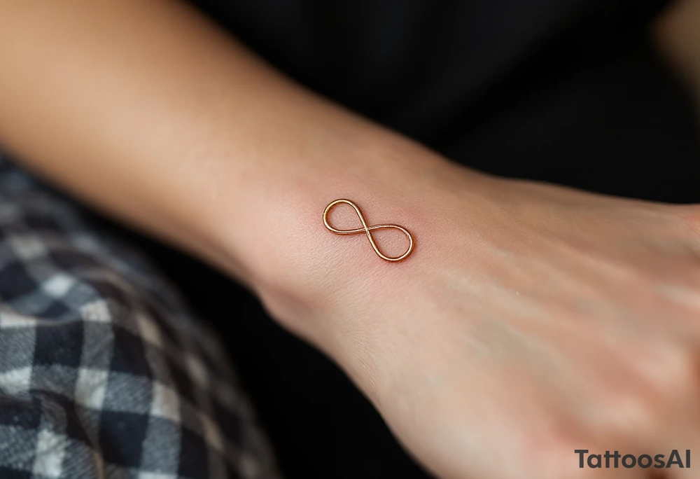 Three different infinity symbols in gold, silver, and rose gold, each person (three) has its own tattoo idea