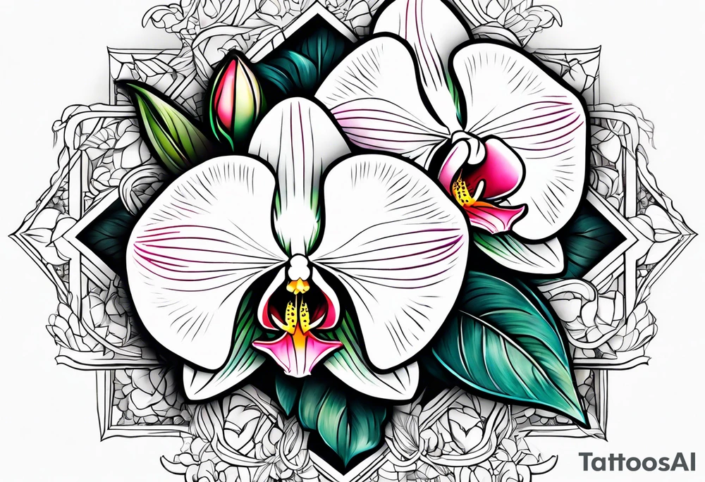 Rhaven and white orchid tattoo idea