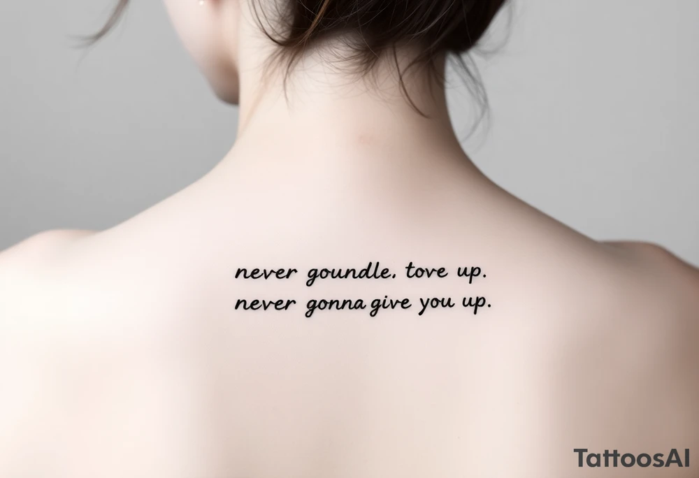 Young Rick Astley Meme Dance and Never Gonna Give You Up text tattoo idea