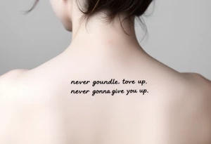 Young Rick Astley Meme Dance and Never Gonna Give You Up text tattoo idea