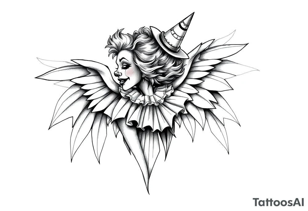 Clown Girl Angelic Wings tattoo idea
