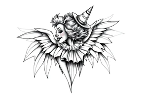 Clown Girl Angelic Wings tattoo idea