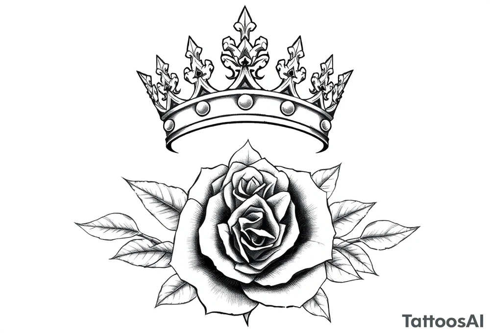 Kings crown above the name Aiden with a rose tattoo idea