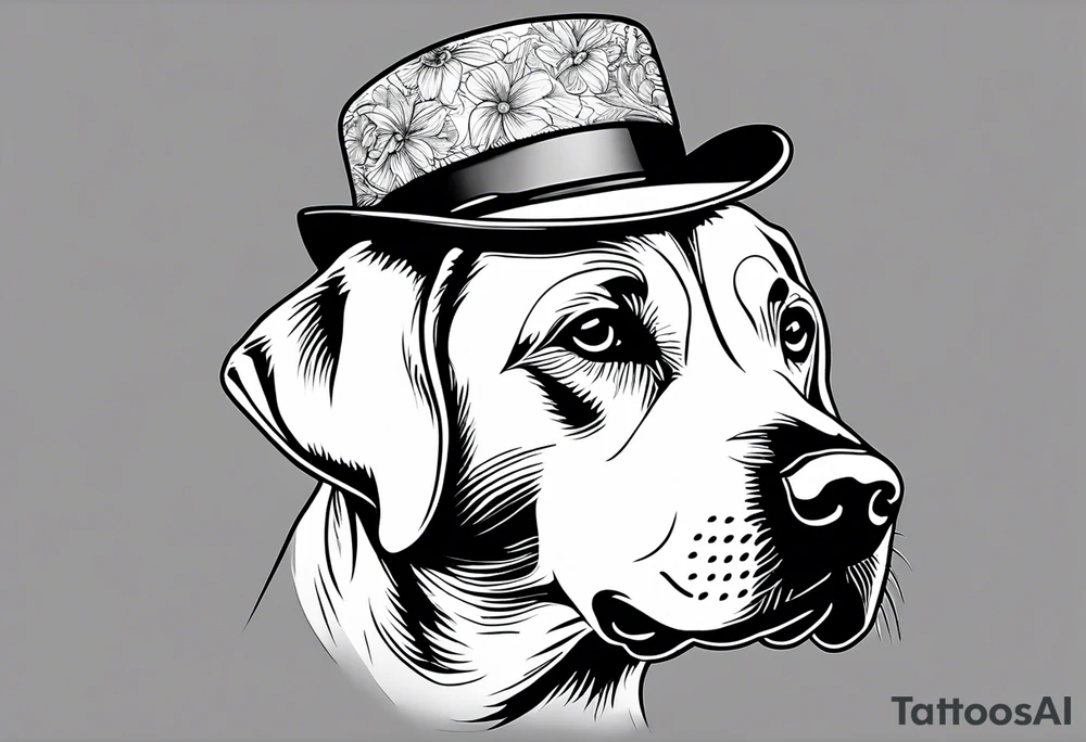 Labrador wearing a hat tattoo idea