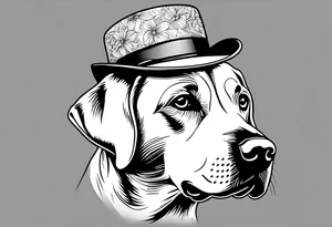 Labrador wearing a hat tattoo idea