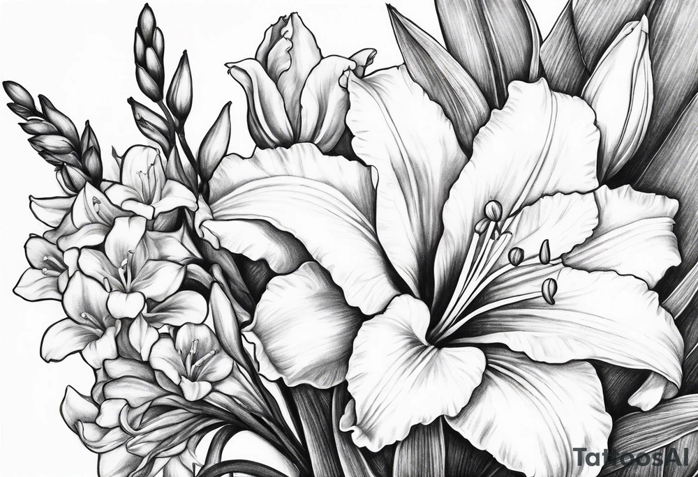 gladiolus and lilly of the valley tattoo idea