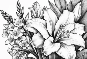 gladiolus and lilly of the valley tattoo idea