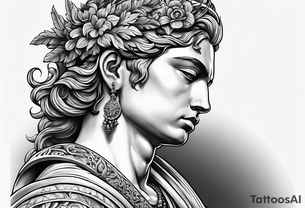 Griechischen Statue mann mit Haare und Risse tattoo idea