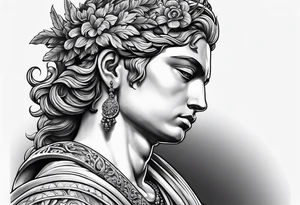Griechischen Statue mann mit Haare und Risse tattoo idea