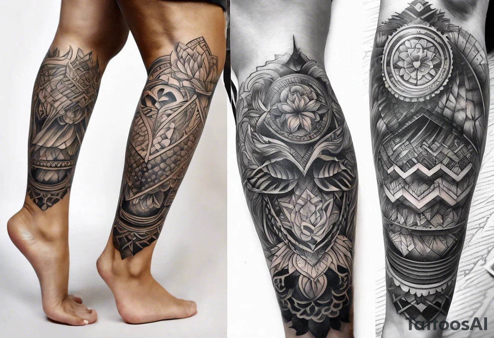 Cool leg sleeve tattoo idea