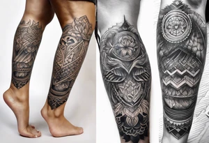 Cool leg sleeve tattoo idea