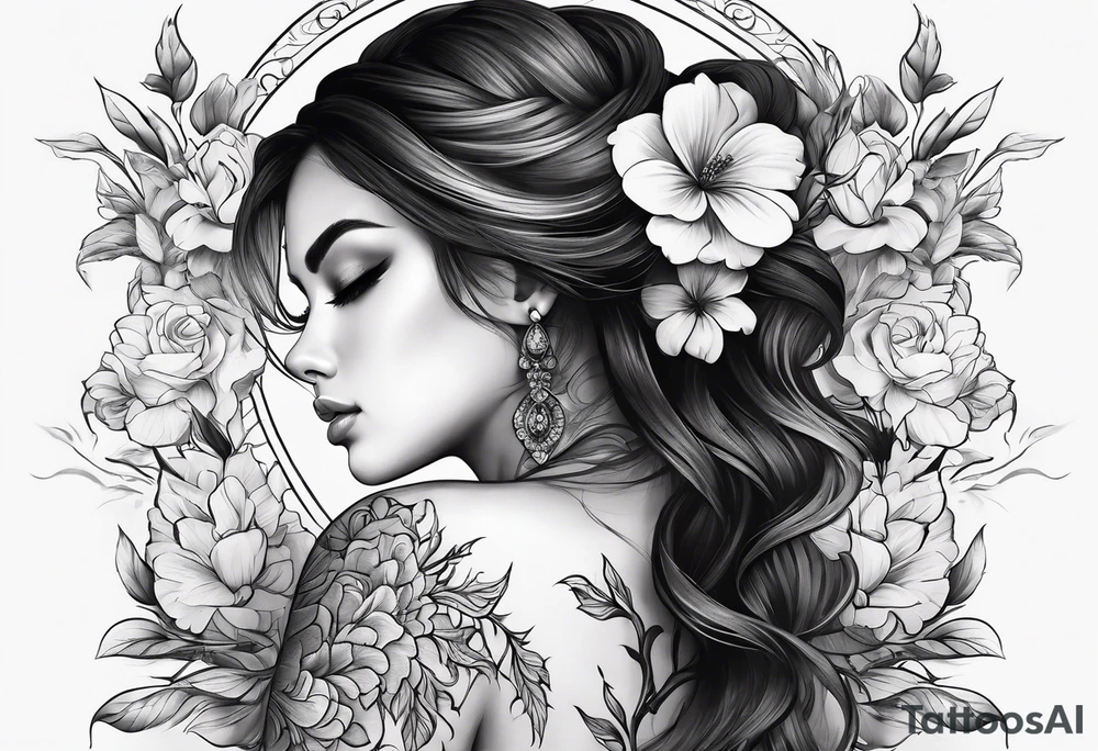 Feminine Spine tattoo with flowers tattoo idea