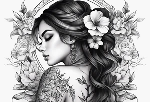 Feminine Spine tattoo with flowers tattoo idea