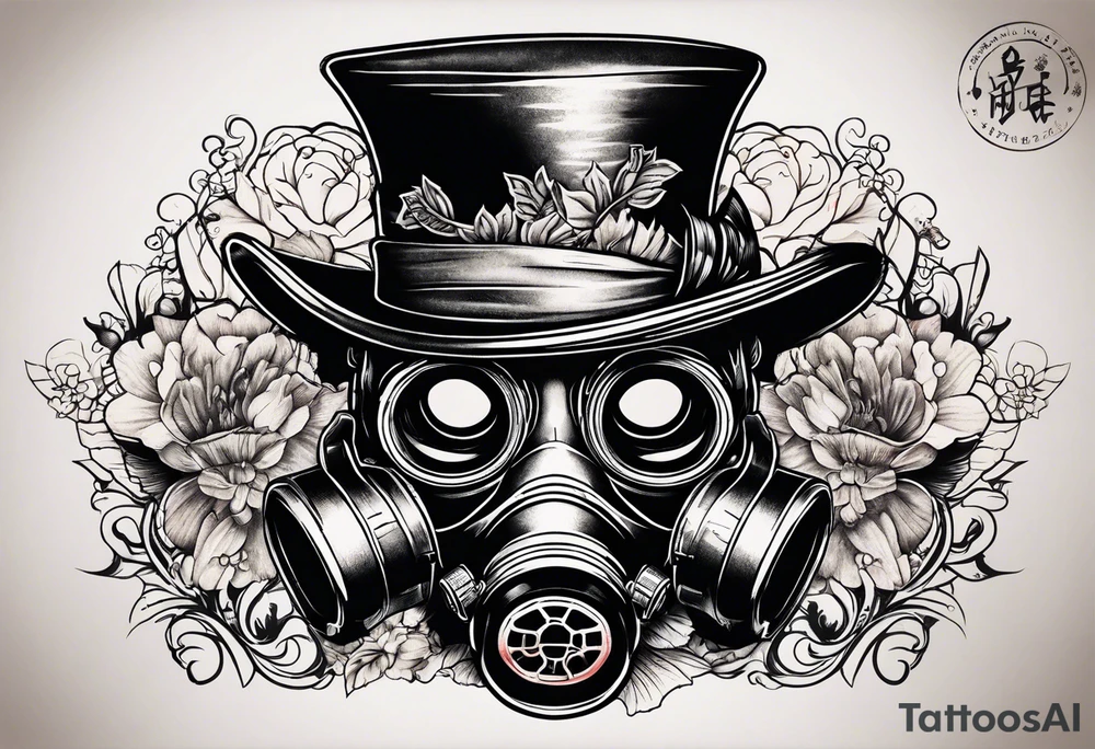 Mad hatter gas mask tattoo idea