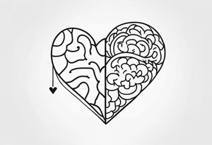 Picture of a heart and brain with a down arrow tattoo idea