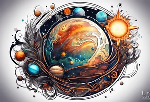 Man solar planet space tattoo idea