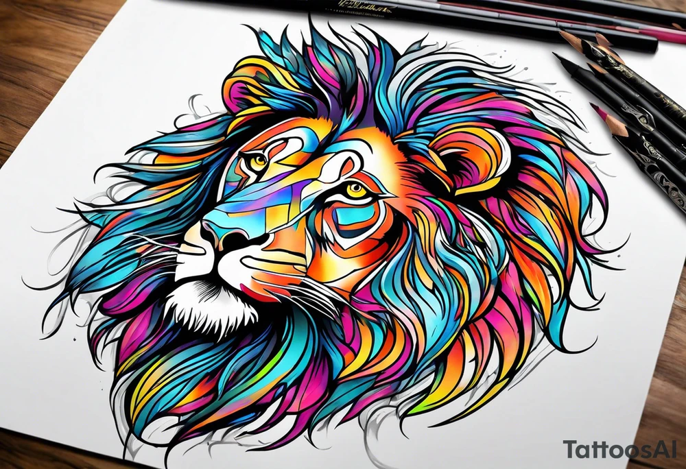 Retarded lion tattoo idea