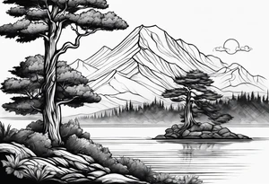 Three trees fineline simple tattoo idea