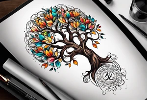 Tree of life with two dates tattoo idea