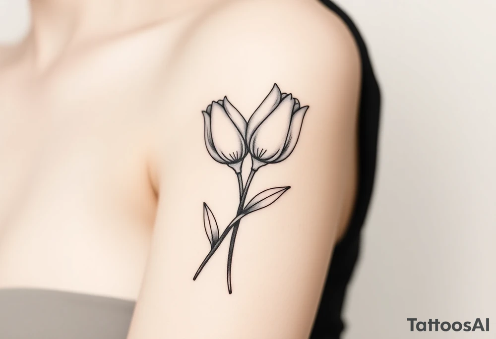two intertwined tulips with stem tattoo idea
