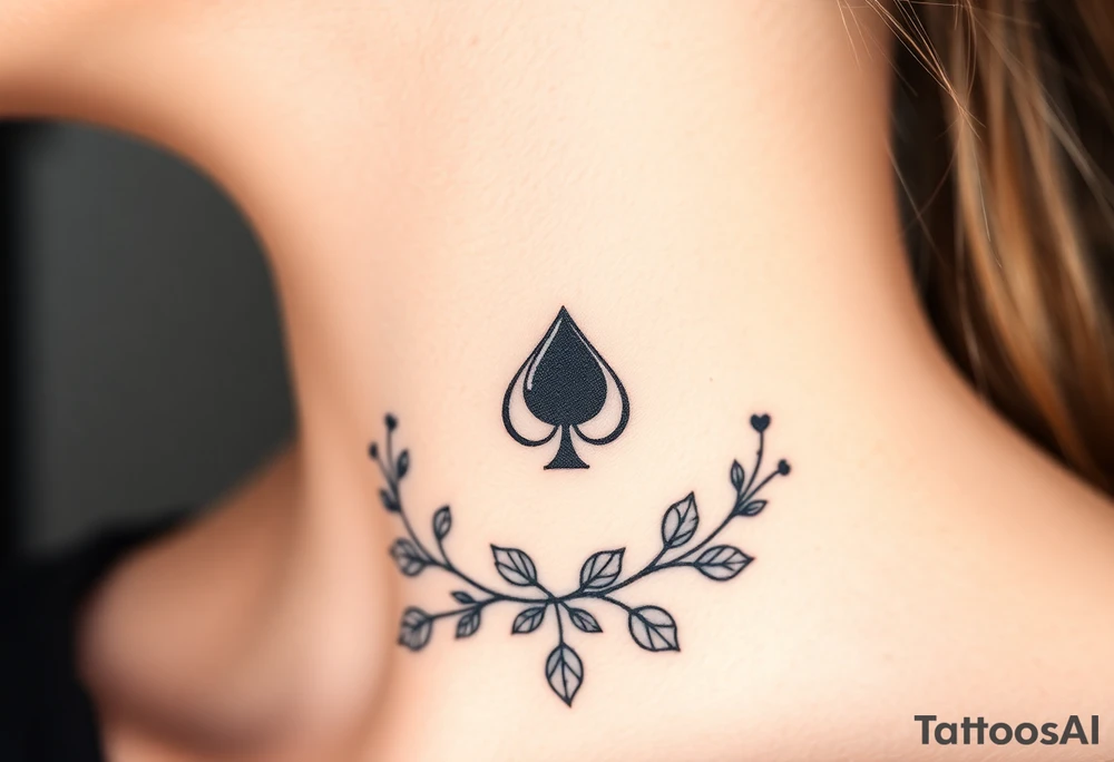 Q of spades surrounded by ivy tattoo idea