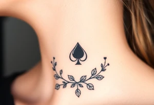 Q of spades surrounded by ivy tattoo idea