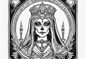 High priestess as a skeleton tarot card tattoo idea