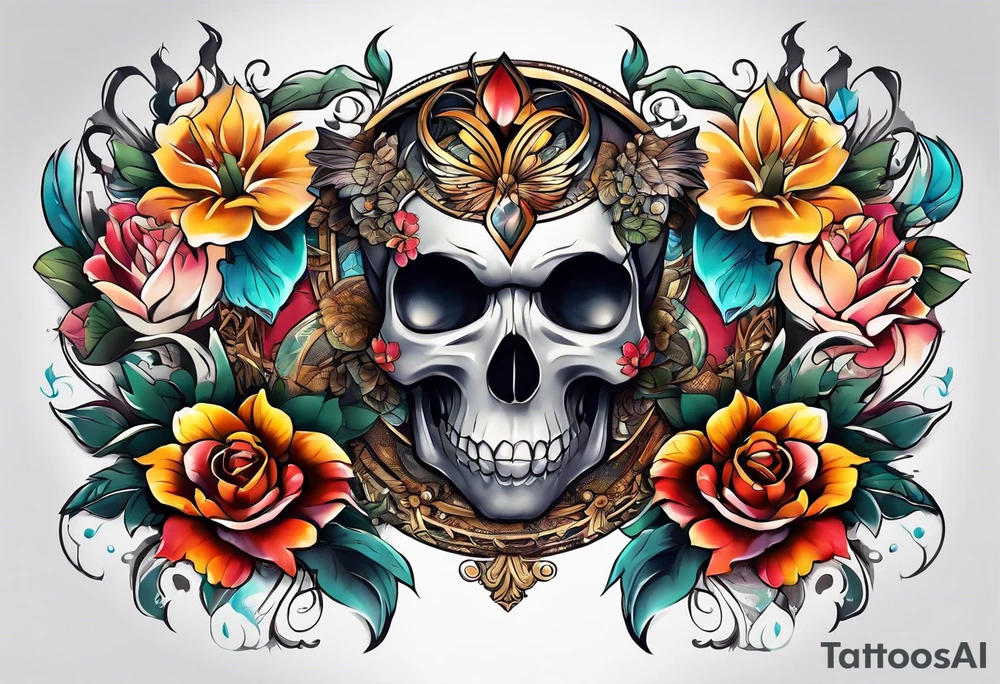 Sleeve with a lot of color tattoo idea