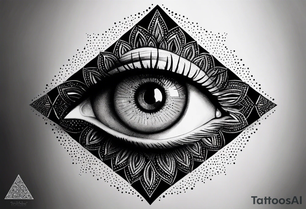 Mandala, eye, detail, triangle tattoo idea
