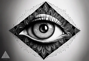 Mandala, eye, detail, triangle tattoo idea